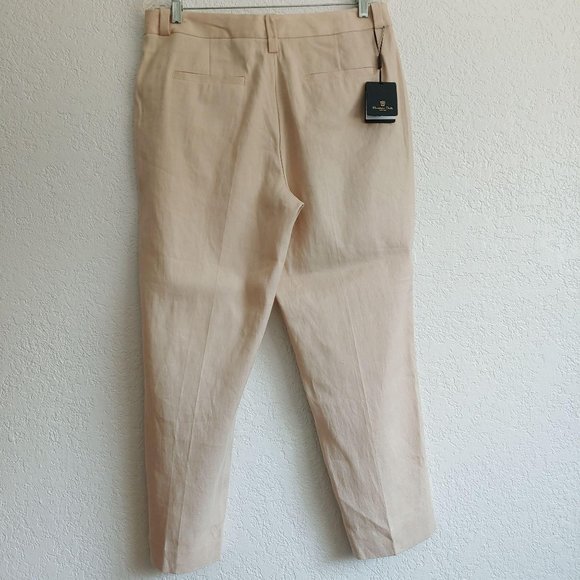 New Massimo Dutti Linen Cotton Blend Flat Pants 10 - Picture 4 of 10